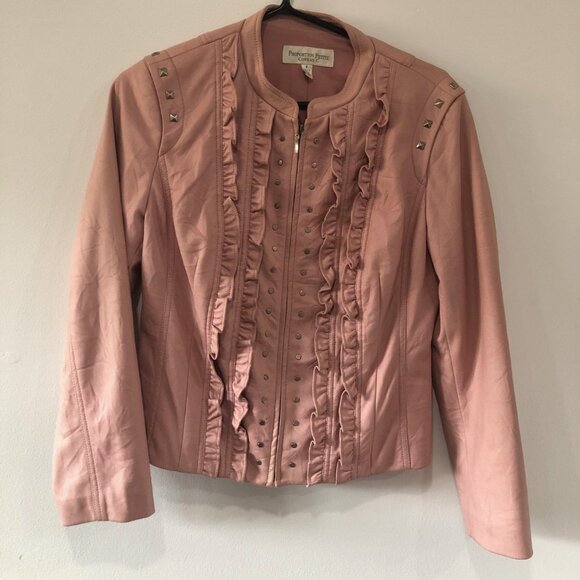 Pink Faux Leather Jacket Ladies Petite Size 6 - Picture 1 of 2